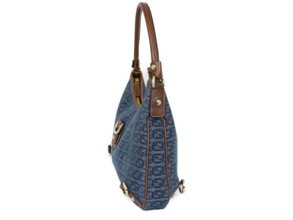 imgrc0079734439 Gucci Abbey Canvas Leather Shoulder Bag Denim Blue