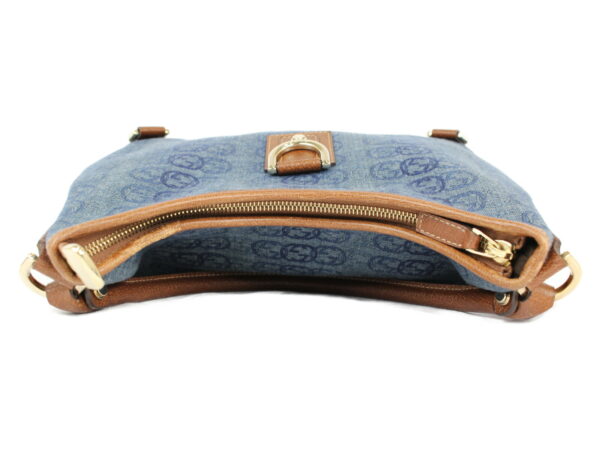 imgrc0079734440 Gucci Abbey Canvas Leather Shoulder Bag Denim Blue