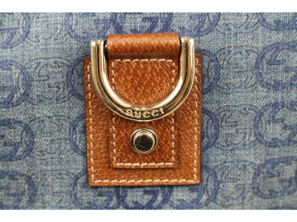 imgrc0079734445 Gucci Abbey Canvas Leather Shoulder Bag Denim Blue