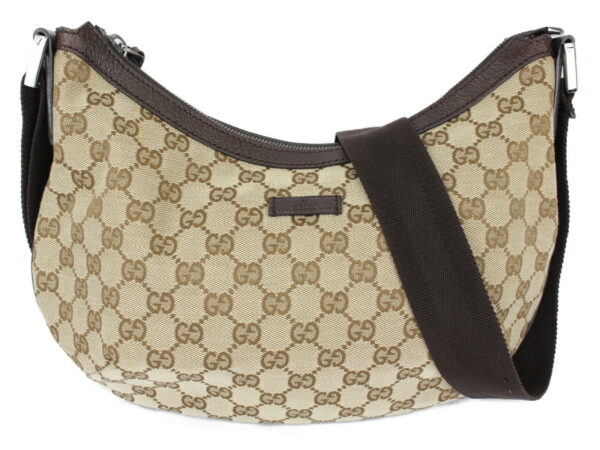 imgrc0079759516 Gucci Canvas Leather Shoulder Bag Beige Brown