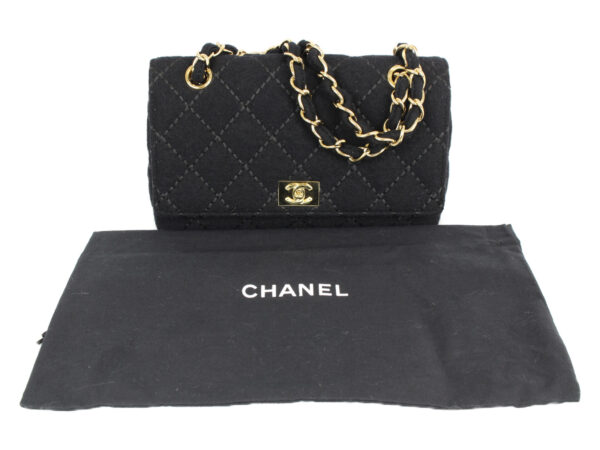 imgrc0079840451 Chanel Chain Shoulder Bag Jersey Black