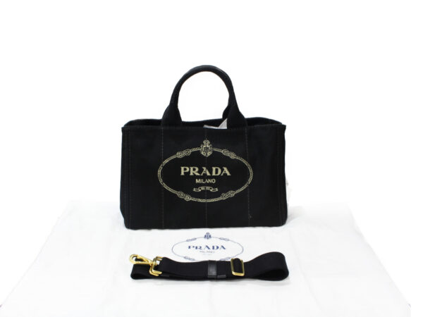 imgrc0080216840 Prada 1BG642 Canvas Shoulder Bag Black