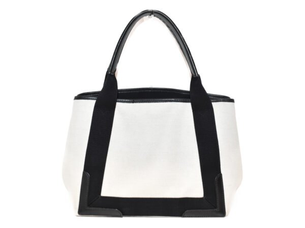 imgrc0080376986 Balenciaga Medium Cabas Canvas Leather Handbag White Black