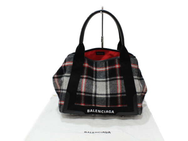 imgrc0080534147 Balenciaga Blue Hippo Wool Leather Handbag Red Black