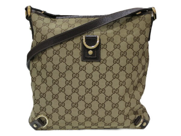 imgrc0081426395 Gucci Abbey GG Canvas Leather Shoulder Bag Beige Brown