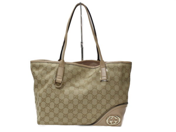 imgrc0081696052 Gucci Canvas Leather Tote Bag Beige