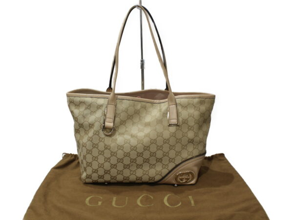 imgrc0081696082 Gucci Canvas Leather Tote Bag Beige