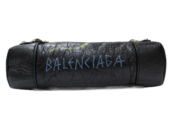 imgrc0081696284 Balenciaga Graffiti Leather Chain Bag Black