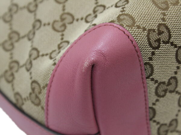 imgrc0081837670 Gucci Bamboo Leather Canvas Handbag Pink Beige