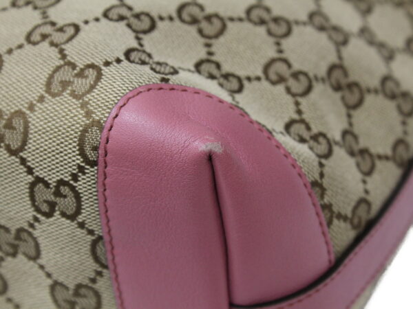 imgrc0081837672 Gucci Bamboo Leather Canvas Handbag Pink Beige