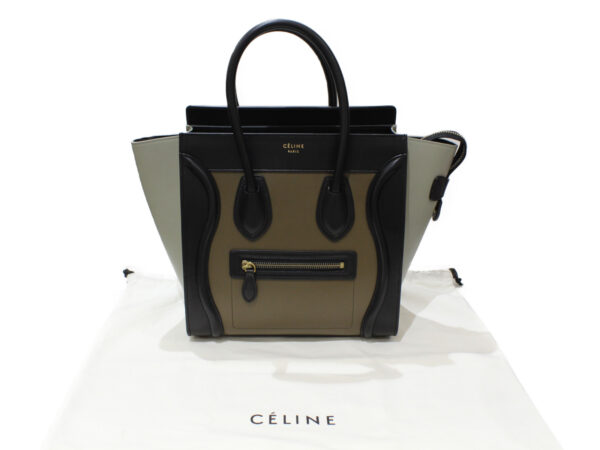 imgrc0081879662 Celine Micro Luggage Leather Handbag Black Gray Brown