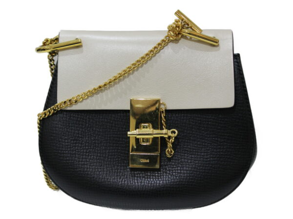 imgrc0081941830 Chloe Drew Chain Pochette Bag Leather White Black