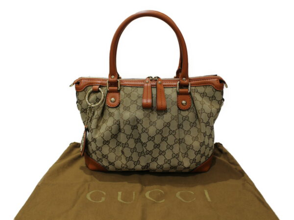 imgrc0082071830 Gucci 2WAY GG Canvas Leather Shoulder Bag Beige Orange