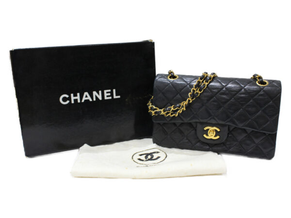 imgrc0082091004 Chanel Matelasse Lambskin Double Flap Chain Shoulder Bag Black