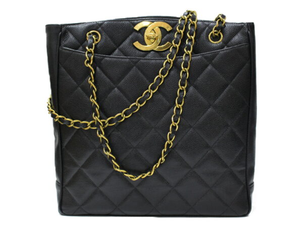 imgrc0082273372 Chanel Chain Tote Bag Caviar Skin Black