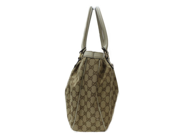 imgrc0082330706 Gucci GG Canvas Leather Handbag Beige White