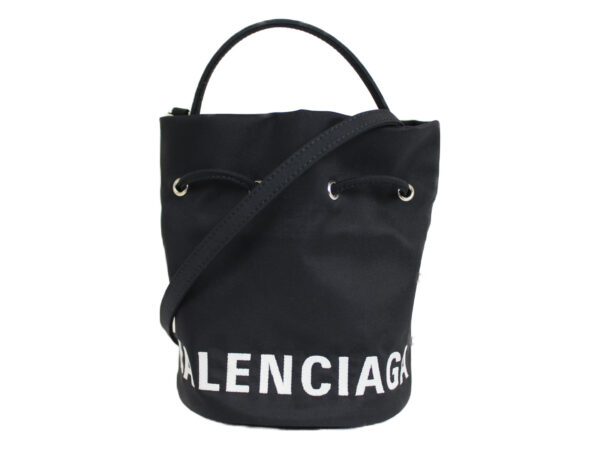 imgrc0082797743 Balenciaga Wheel Nylon Bucket Bag Black