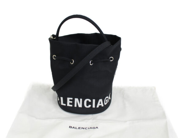 imgrc0082797753 Balenciaga Wheel Nylon Bucket Bag Black