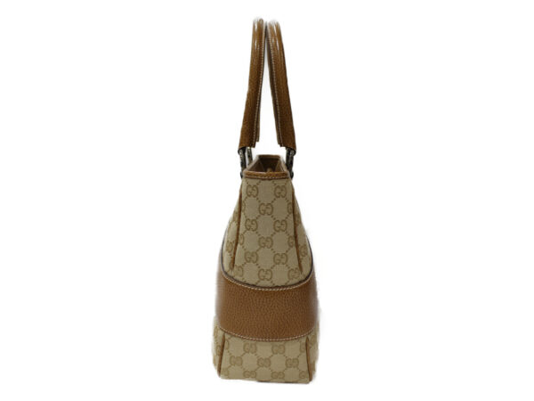 imgrc0082844889 Gucci GG Canvas Leather Tote Bag Beige Camel