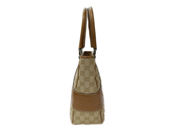 imgrc0082844890 Gucci GG Canvas Leather Tote Bag Beige Camel