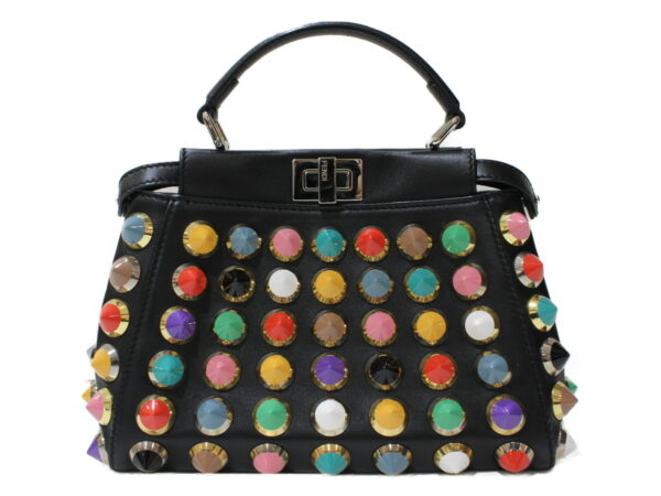 imgrc0083367513 Fendi Peekaboo Leather Studded Black