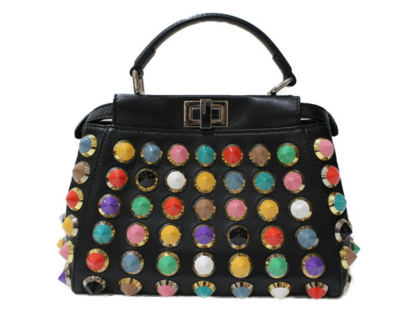 imgrc0083367516 Fendi Peekaboo Leather Studded Black