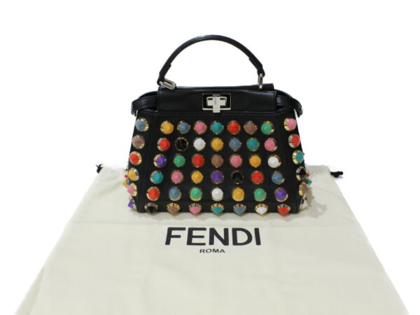 imgrc0083368735 Fendi Peekaboo Leather Studded Black