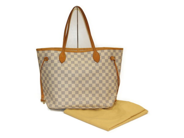 imgrc0083821715 Louis Vuitton Neverfull MM Damier Azur Tote Bag Gray White