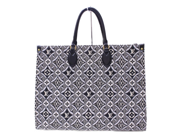 imgrc0084522942 Louis Vuitton On the Go GM Jacquard Weave Tote Bag Gray