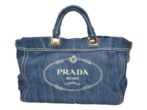 imgrc0084954238 Prada 2WAY Tote Bag Denim Blue