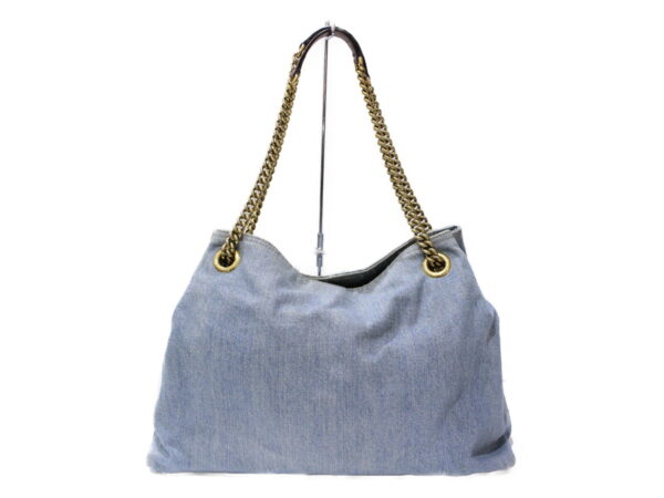 imgrc0085048250 Gucci Interlocking Chain Denim Shoulder Bag Blue