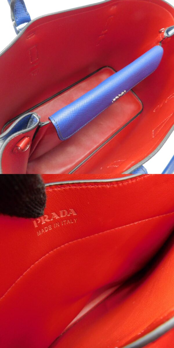 imgrc0085224637 Prada Saffiano Triangle Tote Bag Leather 2WAY Blue Red