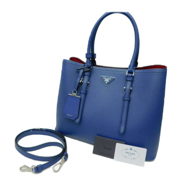 imgrc0085224642 Prada Saffiano Triangle Tote Bag Leather 2WAY Blue Red