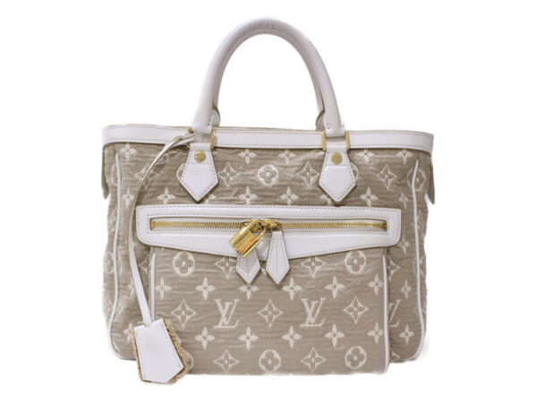 imgrc0085421264 Louis Vuitton Sabia Kaba MM Canvas Leather Handbag Beige White