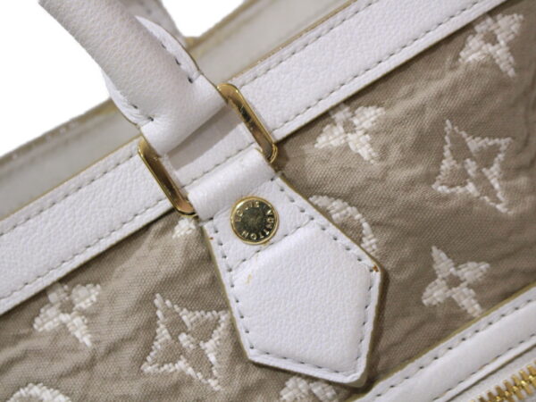 imgrc0085421281 Louis Vuitton Sabia Kaba MM Canvas Leather Handbag Beige White