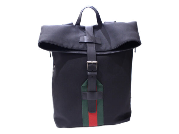 imgrc0085535704 Gucci Nylon Leather Backpack Black