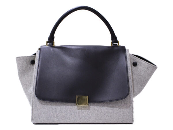 imgrc0085677468 Celine Trapeze Leather Felt Handbag Shoulder Bag Black Gray