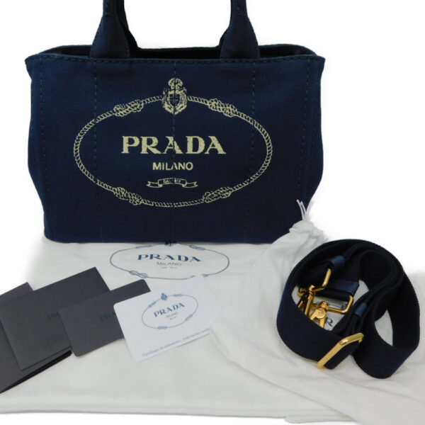 imgrc0085694118 Prada Canapa 2WAY Handbag Canvas Navy