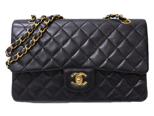 imgrc0086103602 Chanel Matelasse 25 Double Flap Lambskin Chain Shoulder Bag Black