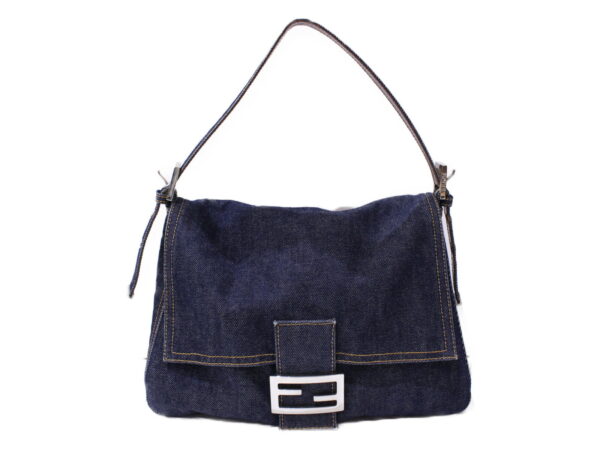 imgrc0086150546 Fendi Mamma Bucket Denim Shoulder Bag Navy