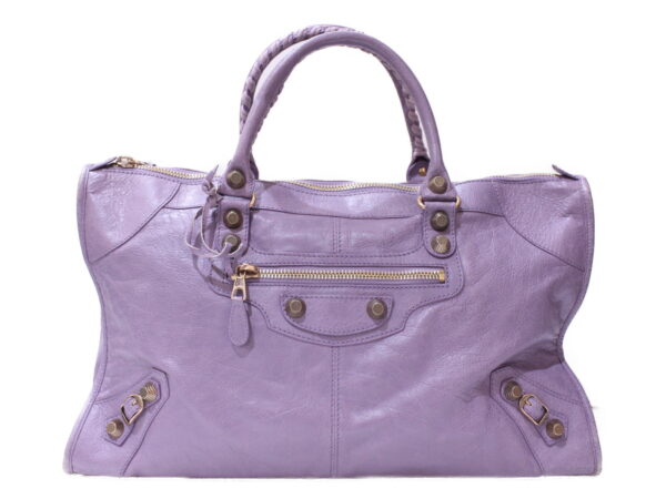 imgrc0086244191 Balenciaga The Giant Work Leather Handbag Purple