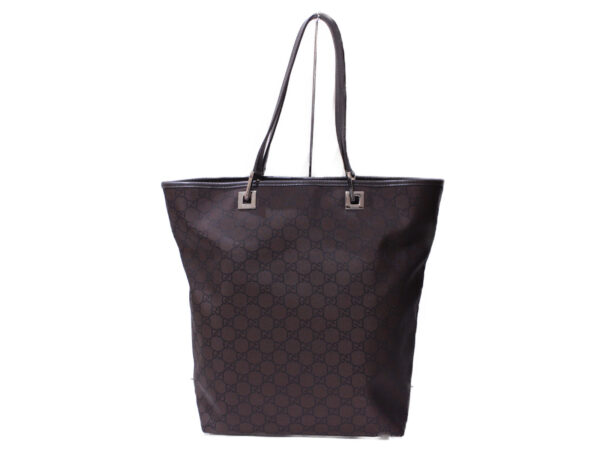 imgrc0086283285 Gucci GG Nylon Leather Tote Bag Brown