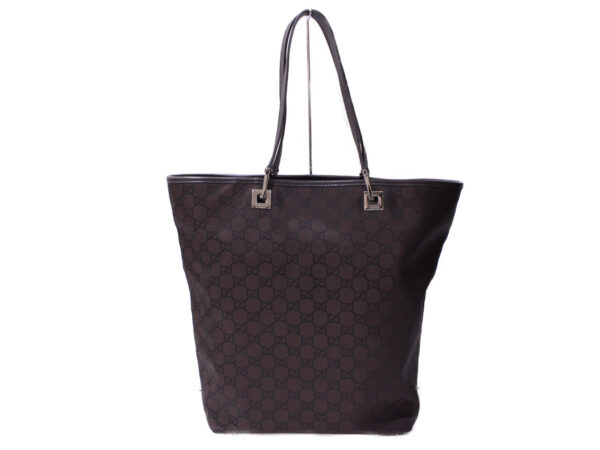 imgrc0086283286 Gucci GG Nylon Leather Tote Bag Brown