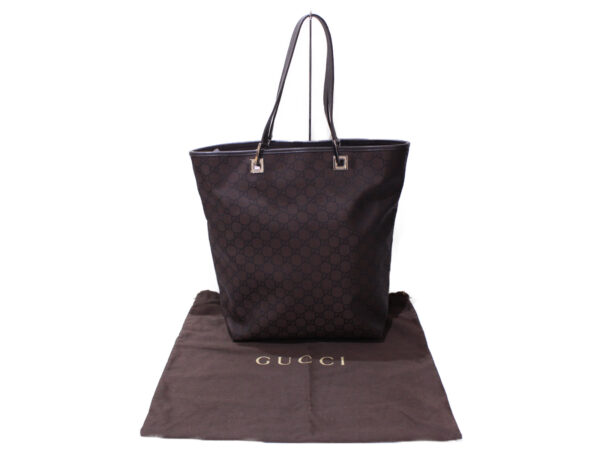 imgrc0086283599 Gucci GG Nylon Leather Tote Bag Brown