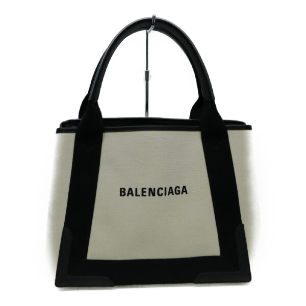 imgrc0086545806 Balenciaga Blue Cabas Canvas Leather Tote Bag White Black