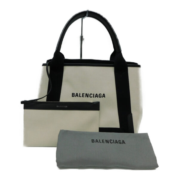 imgrc0086545816 Balenciaga Blue Cabas Canvas Leather Tote Bag White Black