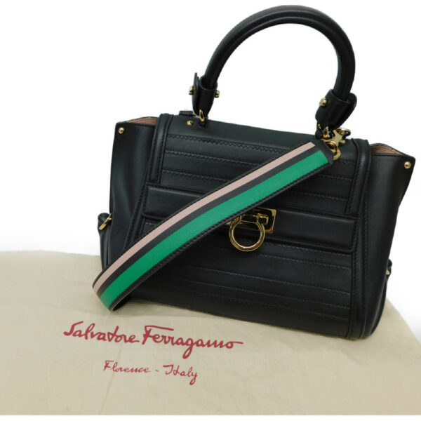 imgrc0086595893 Salvatore Ferragamo Sofia Gancini 2Way Bag Leather Black