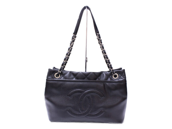 imgrc0086663139 Chanel Chain Shoulder Tote Caviar Skin Black