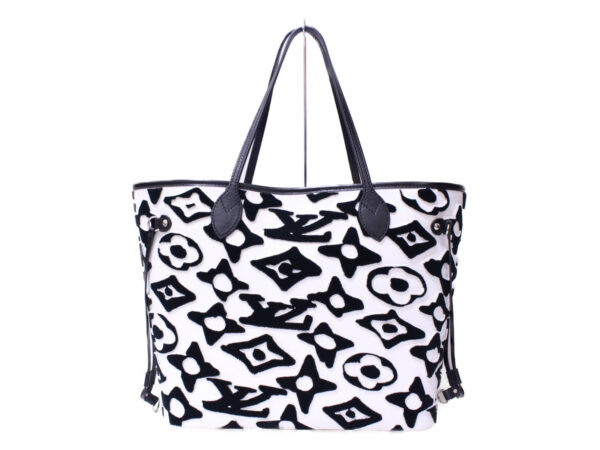 imgrc0086770498 Louis Vuitton Neverfull MM Tufted Canvas Tote Bag White Black