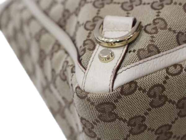 imgrc0086859902 Gucci GG Canvas Leather Tote Bag Beige White